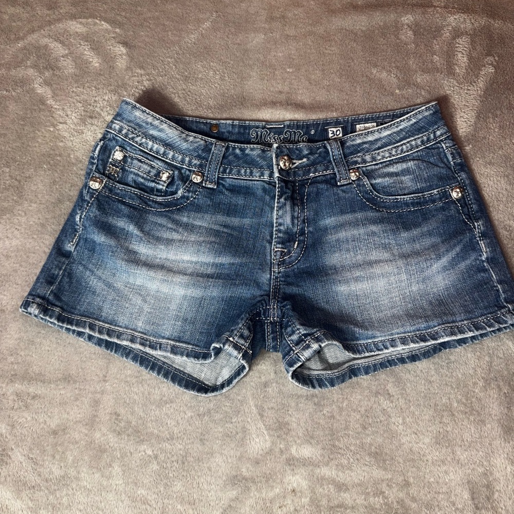 Miss Me Distressed Blue Jean Shorts